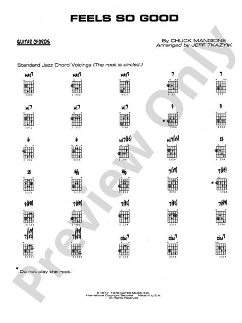 Feels So Good: Guitar Chords: Guitar Chords Part - Digital Sheet Music Download