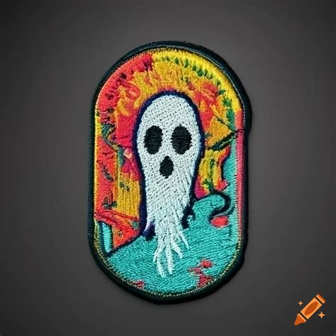 Spooky ghost graphic design patch on Craiyon