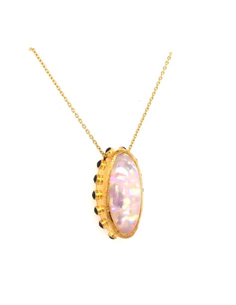 Ethiopian Opal and Black Diamond Necklace – Ara 24K Collections