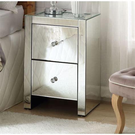 Mercer41 Swayze 2 - Drawer Glass Nightstand in White | Wayfair