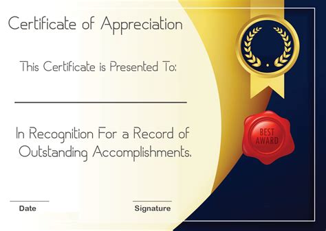 ️ Sample Certificate of Appreciation Form Template ️