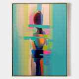 Colorful Abstract People Back View Oil Painting Palette Girl Abstract Canvas Art Bedroom Wall Decor