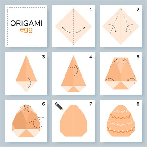 Easter egg origami scheme tutorial moving model. Origami for kids. Step by step how to make a ...