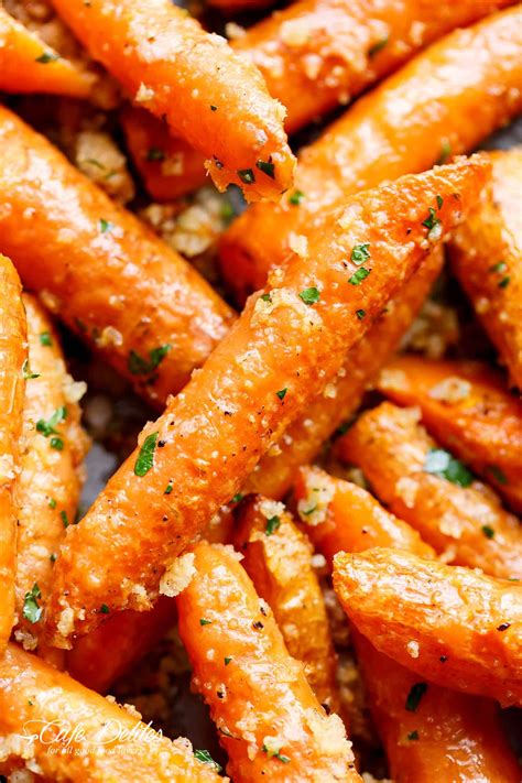 Garlic Parmesan Roasted Carrots | cafedelites.com | Roasted carrots ...