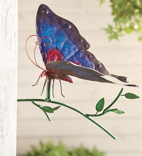 Metal Butterfly Wall Sculpture With Branch | Wind and Weather