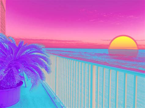 Vaporwave Beach (photo I took and vaporwaved) : r/VaporwaveArt