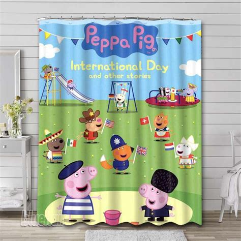 Peppa Pig Shower Curtain Hooks Bathroom Sets