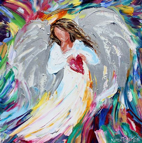 Angel Love painting in oil landscape palette knife impressionism on canvas 16x16 fine art by ...