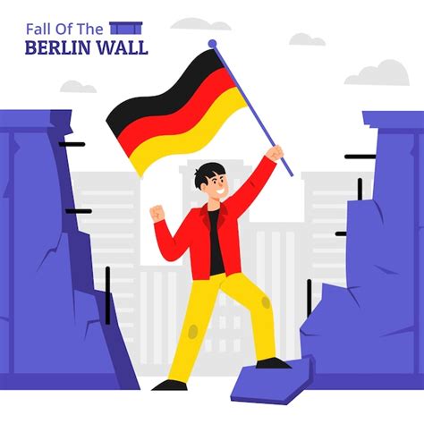 Premium Vector | Flat fall of the berlin wall illustration