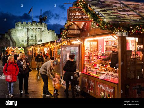 Southampton Christmas Market with the city's historic Bargate in the Stock Photo, Royalty Free ...