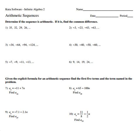 7+ Sample Arithmetic Sequence Examples | Sample Templates