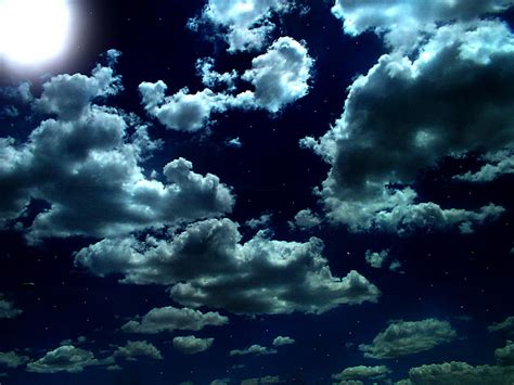 Cielo nocturno, luna, oscuridad, nubes, cielo, azul, noche, Fondo de ...