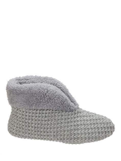 Dearfoams - Dearfoams Women's Textured Knit Bootie Slippers - Walmart ...