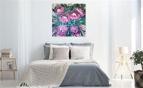 Smiling like a flower towards sunlight - Protea Frosted Fire and Niobe - Ready To Hang by HSIN LIN