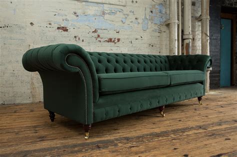 Green Velvet Chesterfield Sofa