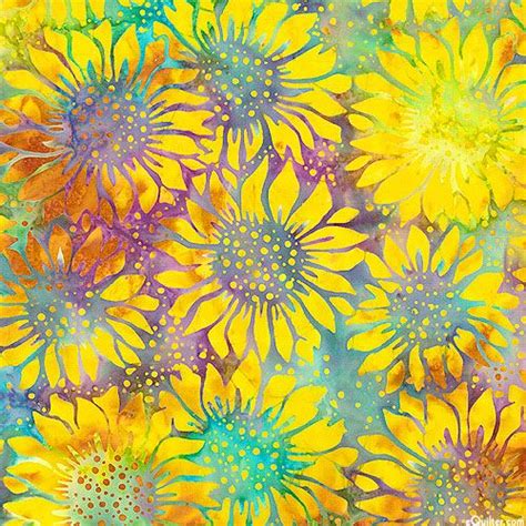 Sunflower Glory Batik - Quilt Fabrics from www.eQuilter.com | Floral pattern vector, Painting ...