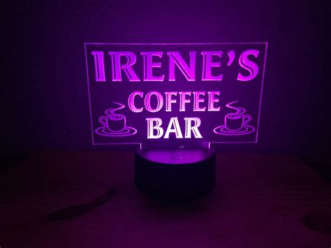 Personalized Coffee Bar Sign, Night Light, Led Acrylic Lamp, Illuminated Sign, Coffee Bar Home ...