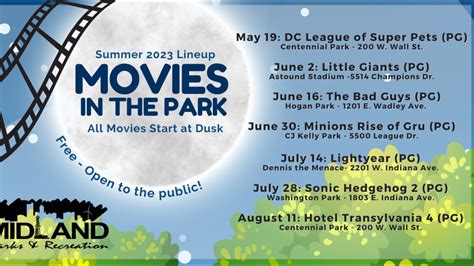 City of Midland Parks and Recreation announces 2023 'Movies in the Park' lineup | newswest9.com