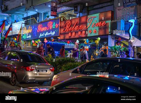 Kuala Lumpur nightlife. Massage parlours on Changkat Bukit Bintang Stock Photo - Alamy