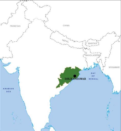 Location of Bhubaneswar in India Source: Odisha Location Map n.d. and ...