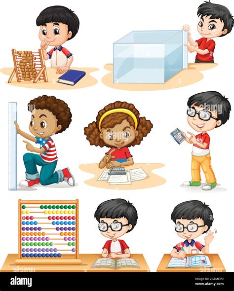 Boys and girl doing math problems Stock Vector Image & Art - Alamy