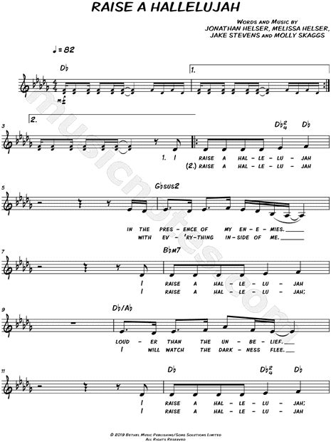 Bethel Music "Raise a Hallelujah" Sheet Music (Leadsheet) in Db Major - Download & Print - SKU ...