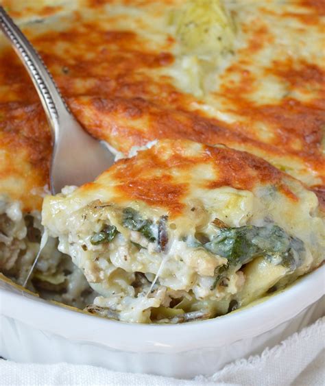 Turkey Spinach Artichoke Wild Rice Casserole - WonkyWonderful