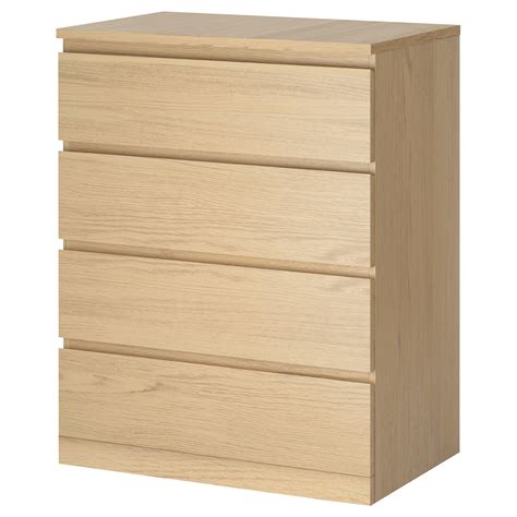 MALM chest of 4 drawers white stained oak veneer 80x100 cm | IKEA Lietuva