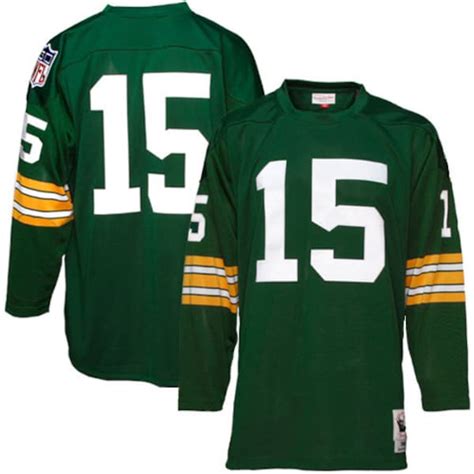 Green Bay Packers #15 Bart Starr Green Long Sleeve Throwback ...