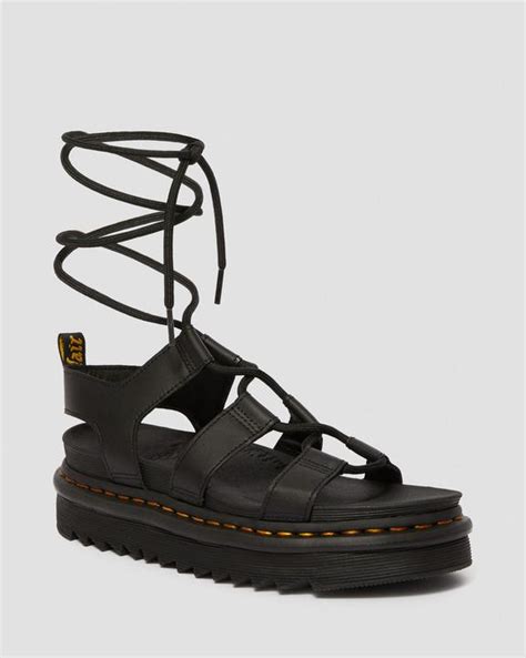 Nartilla Women's Leather Gladiator Sandals in Black | Dr. Martens