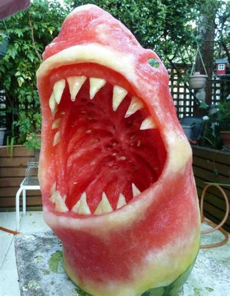 Artist Transforms Watermelons into Creepy Realistic Faces and Dinosaurs