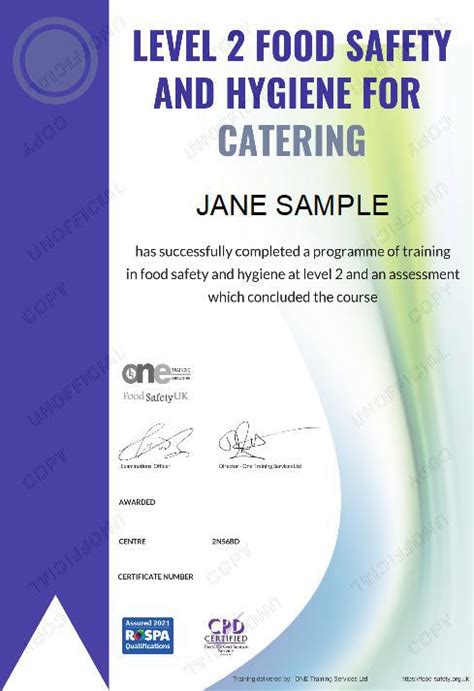 Food Hygiene And Handling Certificate