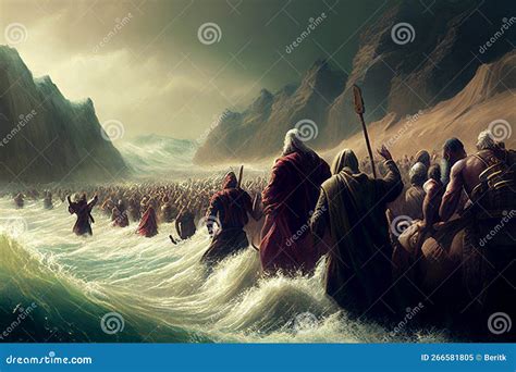 Exodus of the Bible, Moses Crossing the Red Sea with the Israelites ...