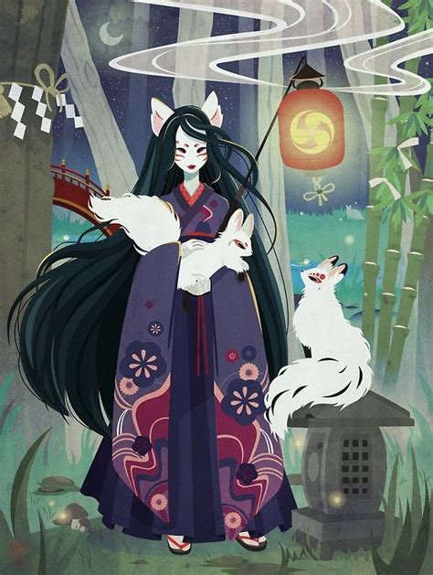 "Yokai Japanese Kitsune" Canvas Print for Sale by Merih | Japanese art ...