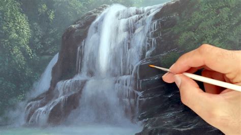 Waterfall painting tutorial - how to paint a realistic waterfall and ...