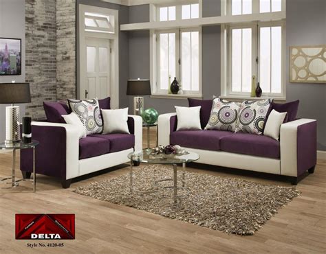 4120 Delta Purple and White Living Room Group | 4120purple | Living ...