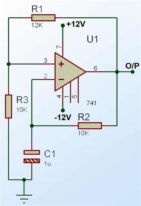 Square Wave Generator Circuit with Op Amp IC 741