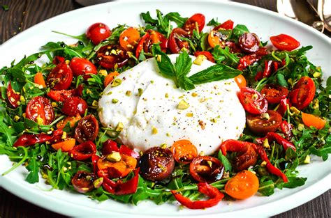 Burrata with Pickled Cherry Peppers and Tomatoes - Never Not Hungry