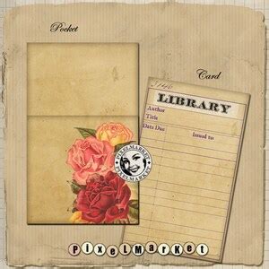 Victorian Library Card & Pocket TEMPLATE 3x5 Inch Pocket Card Printable Download DIY Papercraft ...