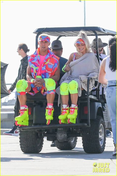 Photo: margot robbie ryan gosling neon outfits venice 02 | Photo 4782634 | Just Jared ...