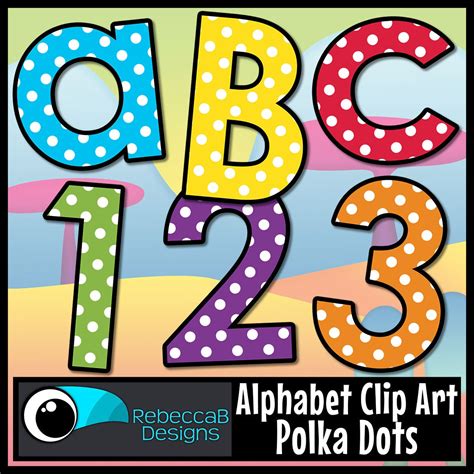 Alphabet Letters and Numbers Clip Art, Polka Dot Clip Art, Digital Stamps, Alphabet Letters for ...