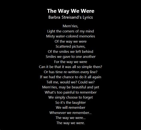 The Way We Were lyrics – black – In.Sight