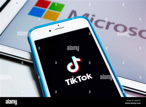 Kumamoto, Japan - Aug 3 2020 : TikTok & Microsoft logos on iPhone and ...