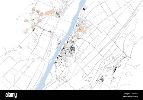 Map of the city of Luxor, Egypt. Satellite view. Archaeological sites ...