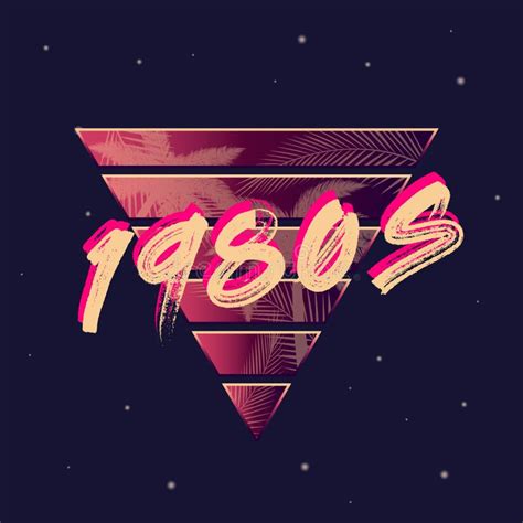 1980s Retro Neon Logo. 80 S Logo Design with Beach Palm and Abstract Triangle Stock Vector ...