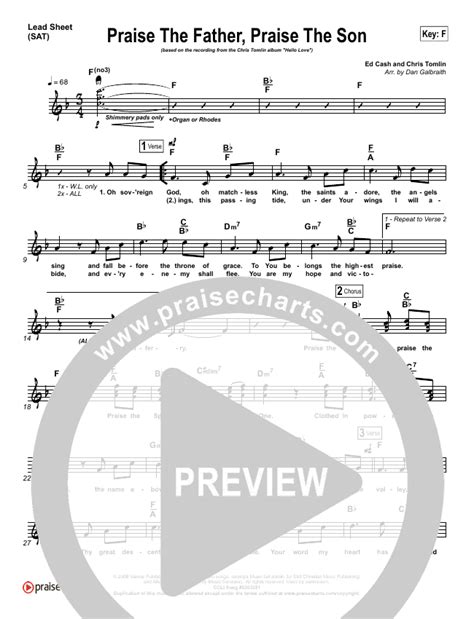 Praise The Father Praise The Son Sheet Music (Chris Tomlin) - PraiseCharts