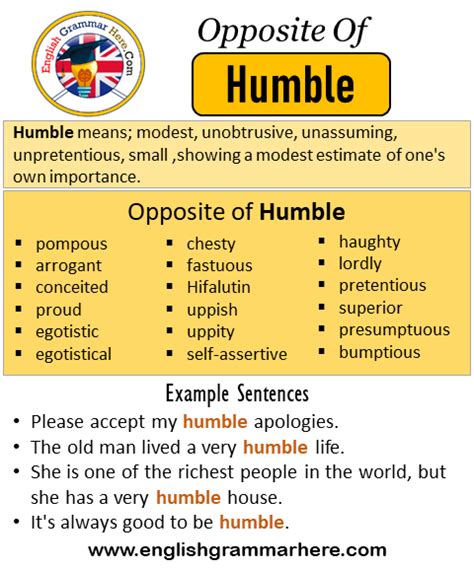 Opposite of humble antonyms of humble meaning and example sentences english grammar here – Artofit