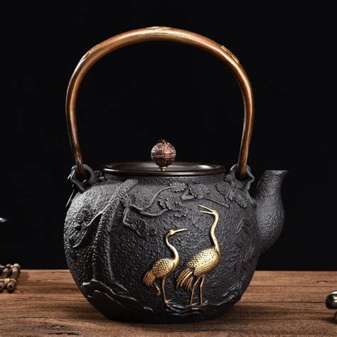 Golden Dragon Japanese Tetsubin Cast-Iron Teapot With Optional Stove • Handmade Asian Teapots