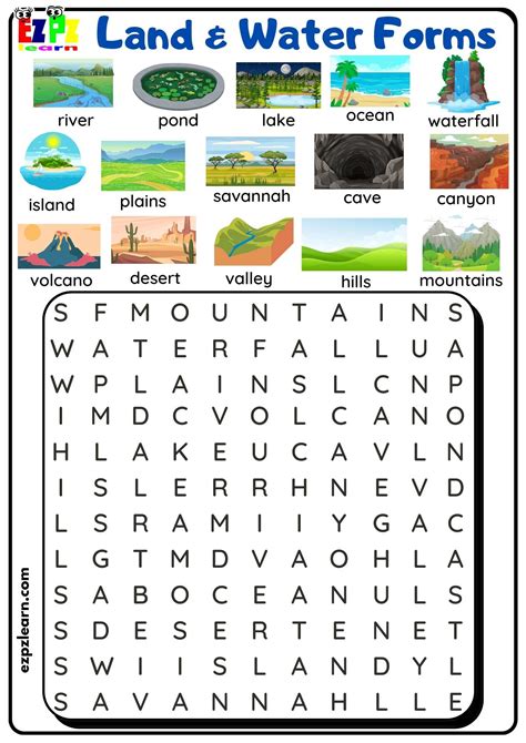 Land and Water Forms - Ezpzlearn.com - Worksheets Library