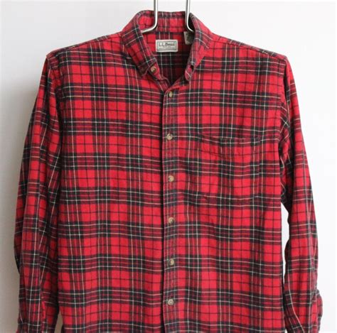 L.L. Bean Red Plaid Flannel Shirt Mens Large by beachwolfvintage